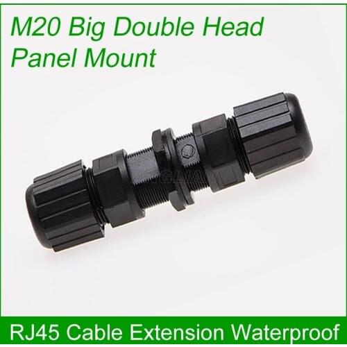 M20 double head, IP67 rated outdoor, RJ45 Ethernet waterproof connector Network cable connector can plug crystal head 1 unit
