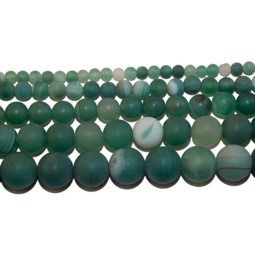 Dull Polish Matte Natural Stone Green Stripes agates Round Beads 4 6 8 10 12 MM Pick Size For Jewelry Making DIY Bracelet