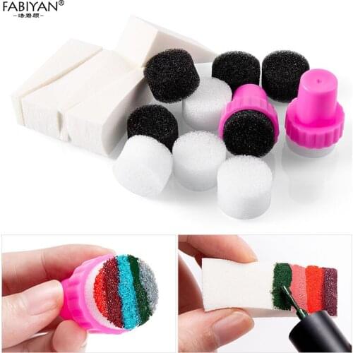 Set 15pcs Nail Art Sponge DIY Tool Template Transfer Stamper Polish Stamping Manicure Gradient Change Color Makeup Replacement