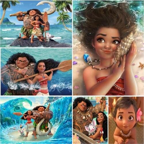 Disney Moana Series 5D DIY Diamond Painting Cross Stitch Full SquareRound Diamond Embroidery Mosaic Home Decor Gift