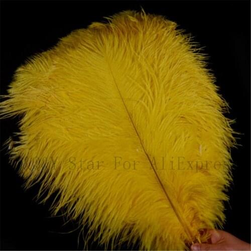Natural 10-100PCS ostrich hair 45-50CM (18-20 inches) dyed yellow DIY craft jewelry decoration jewelry clothing feather