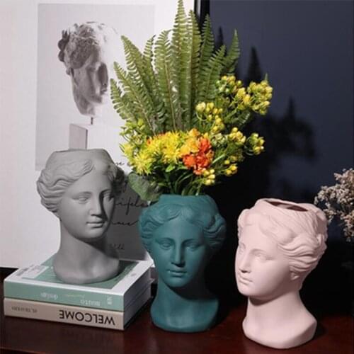 New Wear-resistant High-quality Nordic Style Resin Vase Crafts Ornaments Venus Head Statue Creative Vase Artwork Unique Style