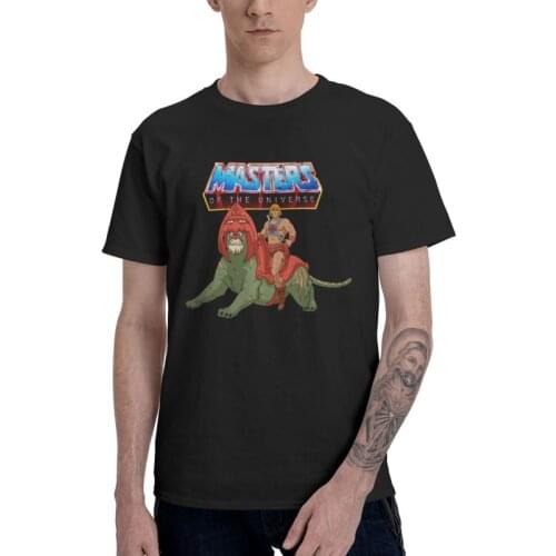 He-Man And Battle Cat Tshirts Men Streetwear Tee Tops Cotton T Shirts Short Sleeve 80s Masters Of The Universe T-shirts Gift