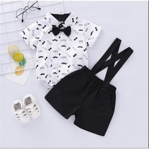 PUDCOCO Newborn Baby Boy Wedding Formal Suit Bowtie Gentleman Romper Tuxedo Ovealls Bib Pants Outfit 0-24M