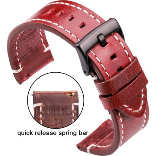 Vintage Watchbands Men Women Genuine Leather 18 20 22 24mm Calfskin Watch Band Strap Stainless Steel Buckle