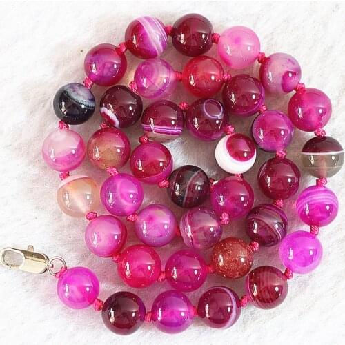 Rose red stripes natural stone agat onyx 6mm 8mm 10mm 12mm round beads chain necklace free shipping diy jewelry 18inch B647