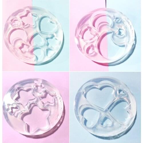 Crystal Epoxy Resin Mold Love Heart Five-pointed Star Moon Shape Keychain Pendant Casting Silicone Mould DIY Crafts Jewelry