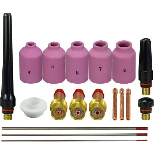 TIG Nozzles Gas Lens Collet Body Kit 2% Thoriated Tungsten Consumables Accessories For TIG Welding Torch WP-17/18/26 18PK