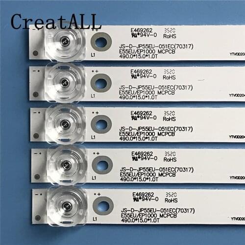 LED Backlight strip 5 lamps For Akai Aktv 55'' TV AKTV5534 JS-D-JP55EU-051EC (70317) E55EU/EP1000 MCPCB 490.0 15.0 1.0T 3V/LED