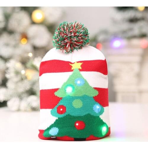 LED Christmas Beanie Ugly Christmas Sweater Christmas Hat Beanie Light Up Knitted Hat for Children Adult Christmas Party