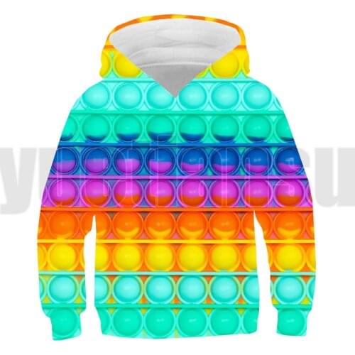 3D Printed Rainbow POP It Hoodie Men Oversize Sweatshirt Anime Family Games Pullover Kids Clothes Pop Fidget Streetwear New 2021