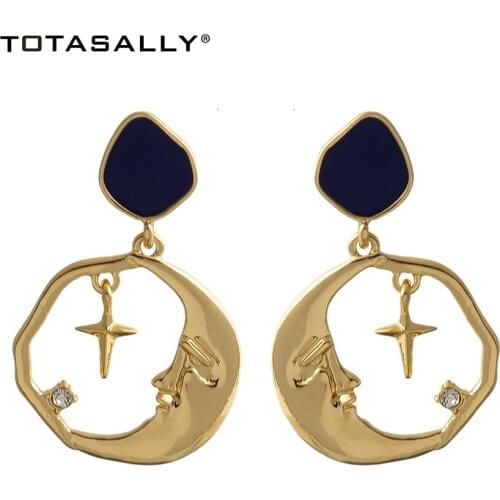 TOTASALLY New Designer Fashion Dangle Earrings Moon Star Statement Earrings Girls Summer Jewelry Gifts Dropship Golden Women