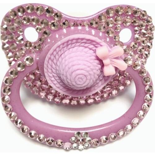MIYOCAR unique handmade bling pink hat adult pacifier Adult Sized Cute Gem Pacifier Dummy ABDL Silicone Nipple pacifier