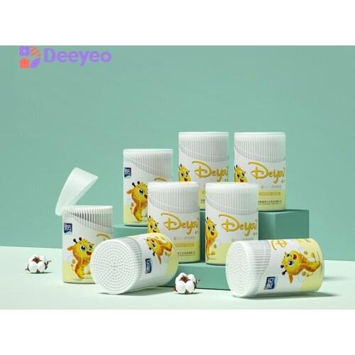 Deyo Cotton Swab Double Head Disposable Babies Cotton Swab Soft Cotton Original Pulp Paper Stick Baby Cleaning Tool 1600pcs