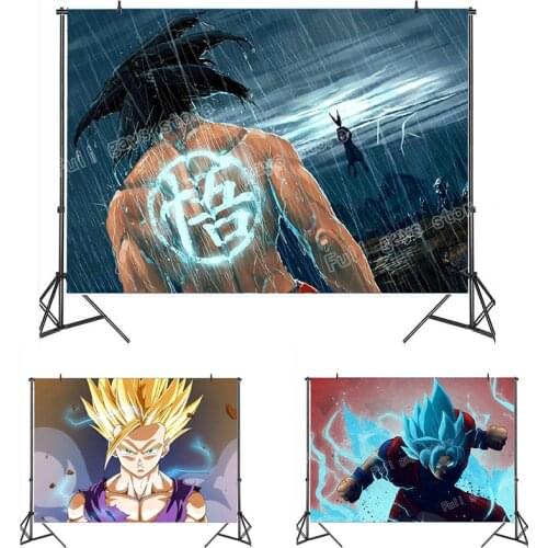 Dragon Ball Goku Vinyl Photography Backgrounds Print Anime Photo Backdrops Wall Cloth Baby Birthday Party Curtain Decoration