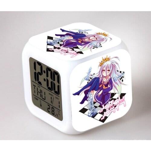 Japan Anime No game no life 7 Color Change Glowing Alarm Clock Gifts