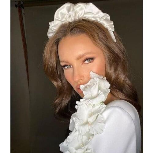 AWAYTR Large Size Headband For Women Solid Color Pleated Elastic Hair Band Bezel Hair Hoop Headwear Fashion Hair Accessories