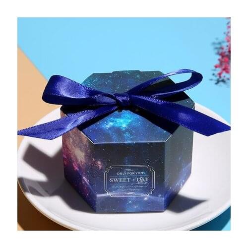Hot！2019 Newst Starry sky Candy Box with Ribbons For Wedding Favor Gift Boxes Gift Bags for Baby Shower Party sugar case 10pcs