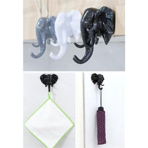 10pcs/lot Elephant Head Animal Wall Door Clothing Hook Display Storage Racks Self Adhesive Hanger Bag Keys Sticky Holder