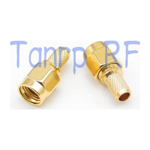 10pcs/lots RF connector adapter SMA male plug crimp for RG58 RG400 RG142 LMR195 cable wholesale