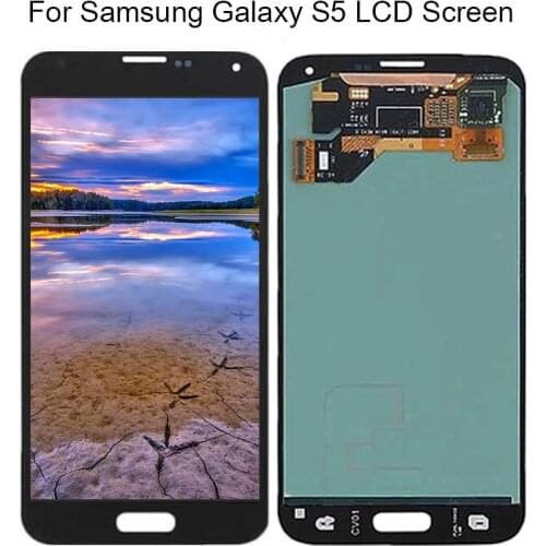 100% Tested AMOLED For SAMSUNG S5 LCD for Samsung S5 G900F G900H LCD Screen Touch Digitizer Assembly with Adhesive