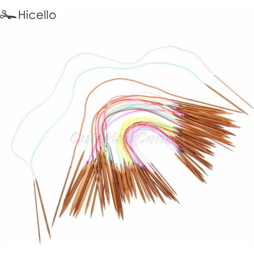 18pcs/set Circular Knitting Needle Bamboo colorful Crochet Hook 2mm-10mm Hand Sewing Tool Craft DIY 40/60/80/100/120cm Hicello