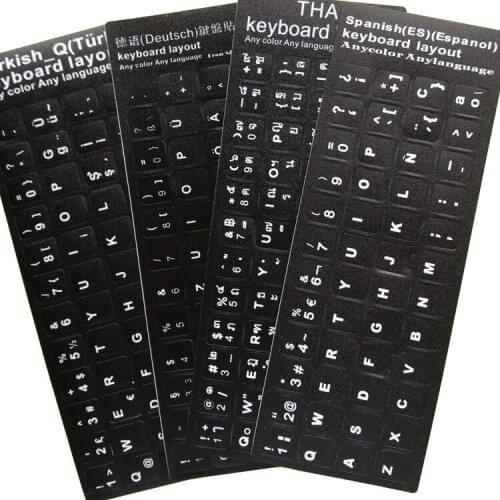 2PCS Russian Spanish Arabic English Farsi Turkish BR Hebrew French Aribic Italian THAI Laptop Desktop Computer Keyboard Sticker