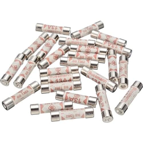25pcs Cartridge Fuses 13A Ceramic Tube Domestic House Hold Mains Plug Fridges Freezers Kettles Cartridge Fuse Electrical SupplY