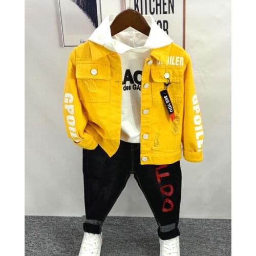 Children clothing set Baby Boys Clothing sets Spring Autumn 2-6year Denim jacket + hoodie + jeans 3pcs set Kids Clothes set