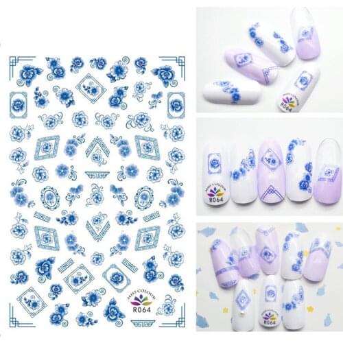 3D Stickers for Nails Self-adhesive Design Fashion Flower Totem Nail Art Decorations Decals Foil Wrap Manicure Accessories