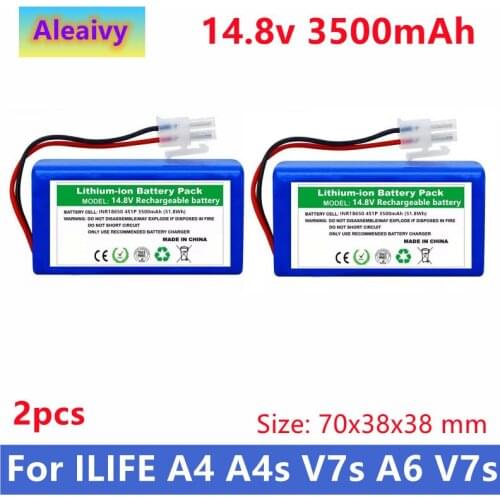 2PCS New Original 14.8V 3500mAh li ion Rechargeable Battery For ILIFE A4 A4s V7s A6 V7s Pro Robot Vacuum Cleaner iLife battery