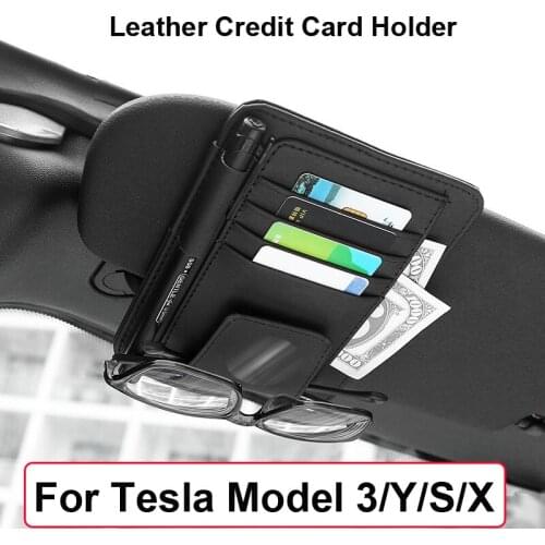 Glasses Card Holder Clip on Car Sun Visor Universal Car Key Card Protective Cover For Tesla Model 3/Y/S/X ID Package Bag