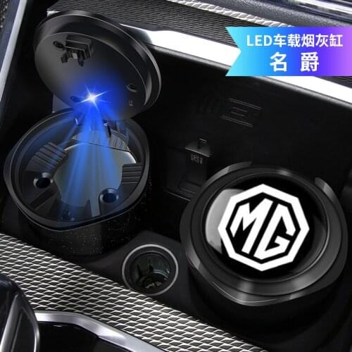 Car LED Ashtray For MG6 HSTROPHY ZS RATTAN GT Metal Liner Starry Sky Shell Car Ashtray Automotive Interior Accessories