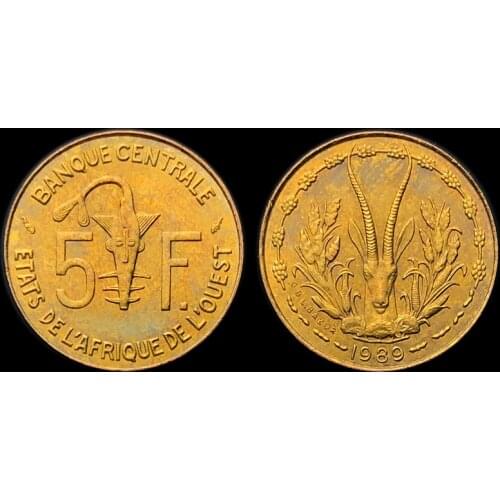 West African 5 franc coin random year Real Original Coins Collectibles Authentic Unc