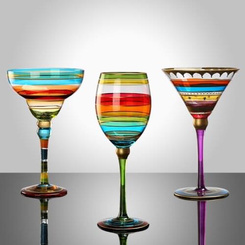 Colored drawing wine glass Crystal Champagne Flute Glass cup Red Wine Glasses Stemware For Vodka Cups Bar Hotel party Drinkware