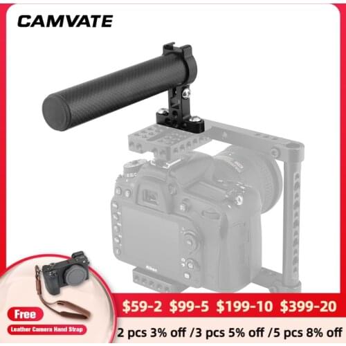 CAMVATE Carbon Fiber Top Handle Grip With 1/4"-20 Mounting Points & Shoe Mount For Monitor Cage/ DSLR Camera Cage Rig Supporting
