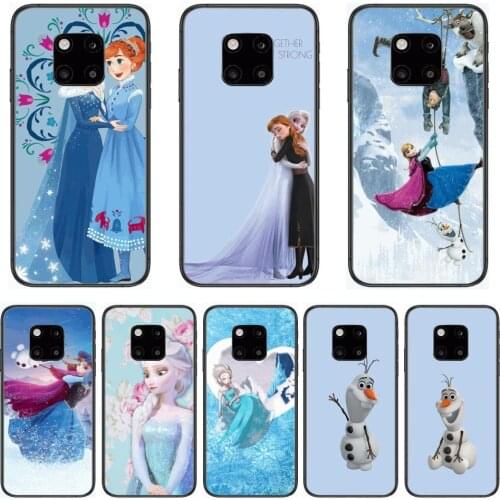 Phone Case Disney Frozon Anna Elsa Olaf Phone Case For Huawei mate 30 10 20 40 Lite Smart Z Pro Black Etui 3D Coque Painting Ho
