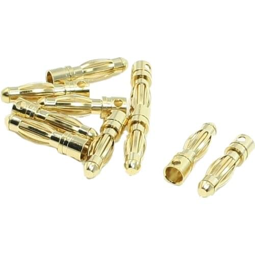 CNIM Hot 10PCS Gold Tone 4mm Male Banana Plug Bullet Connector Replacements