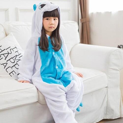 Kid Blue Unicorn Cosplay Kigurumi Onesies Child Cartoon Anime Jumpsuit Costume For Girl Boy Animal Disguise Sleepwear Pajamas