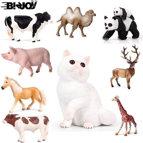 Cat Cow Sow Horse Farm Animal Model Simulation Zoo Figure Education Panda Giraffe Deer Wildlife Toy for Child Kids Gift Decor