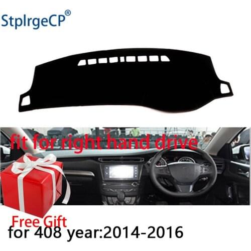 Car Dashboard Cover Mat for Peugeot 408 2014-2017 Right Hand Drive Dashmat Pad Dash Mat Covers Dashboard Accessories