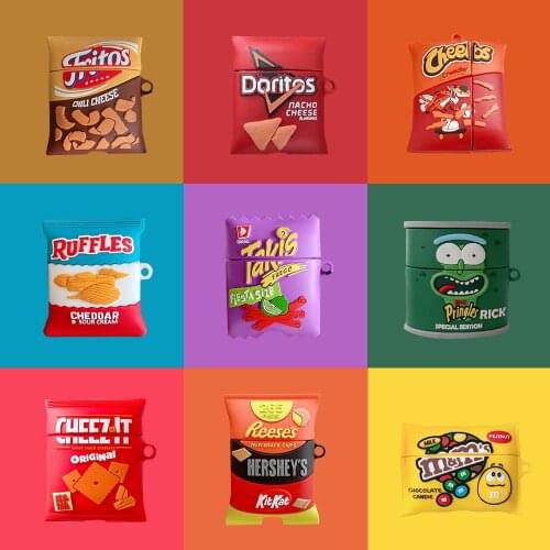 Potato Chips Funny Silicone Earphone Case For Airpods 1 2 pro Cute Biscuit Wireless Bluetooth Protective Cover Box