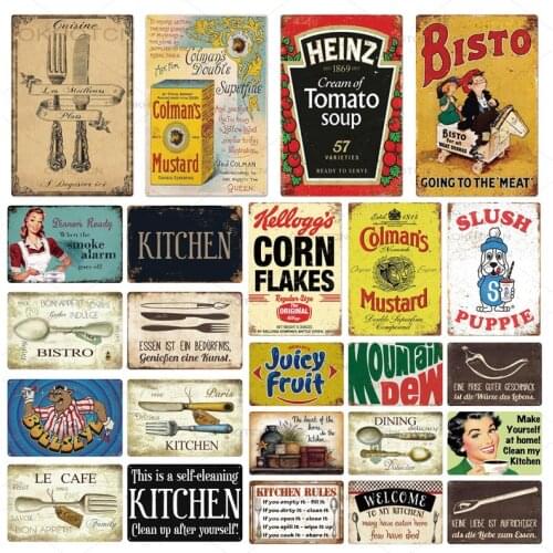 Kitchen Metal Sign Milk Drink Plaque Metal Vintage Tin Sign Retro Kitchen Signs House Home Dining Room Wall Decor Metal Signs