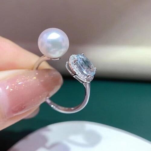 Trendy 925 Sterling Silver Adjustable Ring Finger Ring Base Settings Findings Jewelry Parts Fittings Accessories for Pearls