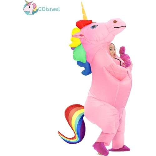Inflatable Unicorn Costume Halloween Adult Kids Men Boy Girl Women Pony Cosplay Purim Fantasia Party Suit Jumpsuit Dress