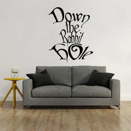 Cartoon Down The Rabbit Hole Alice In Wonderland Wall Sticker Kids Room Bedroom Alice In Wonderland Quote Wall Decal DW12042