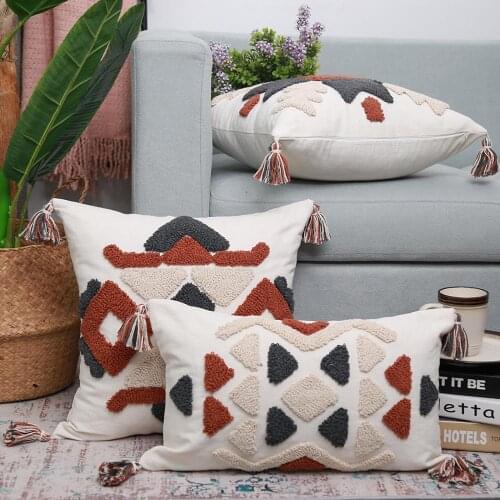 Decoration Pillow Cover 30x50cm/45cmx45cm Cushion cover Tassles Ethnic Gemometric Embroidery Boho Style for Living Room Bed Room