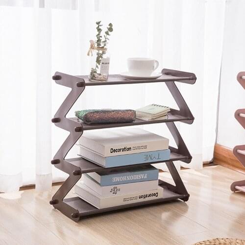 Creative Shoe Rack 4 Layers Stainless Steel Non-woven Assembly Storage Rack Folding Simple Bookshelf Home Dormitory Organization