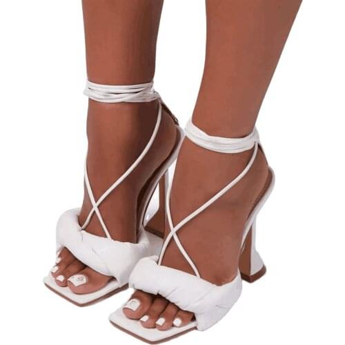 IPPEUM Women Heels New High Heel Sandals Peep Toe White Summer Fashion Outer Shoes Heels Women 2021