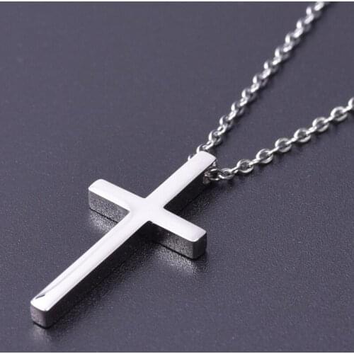 Stainless Steel Punk Style Double Side Jesus Cross Men Pendant Necklaces Handmade Women Long Chain Choker Party Gift Jewelry